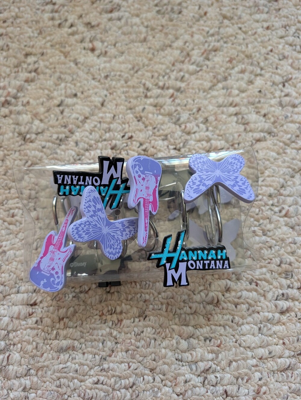 Vintage Y2K 2000s Disney Hannah Montana Shower Curtain Rings Butterfly Vtg